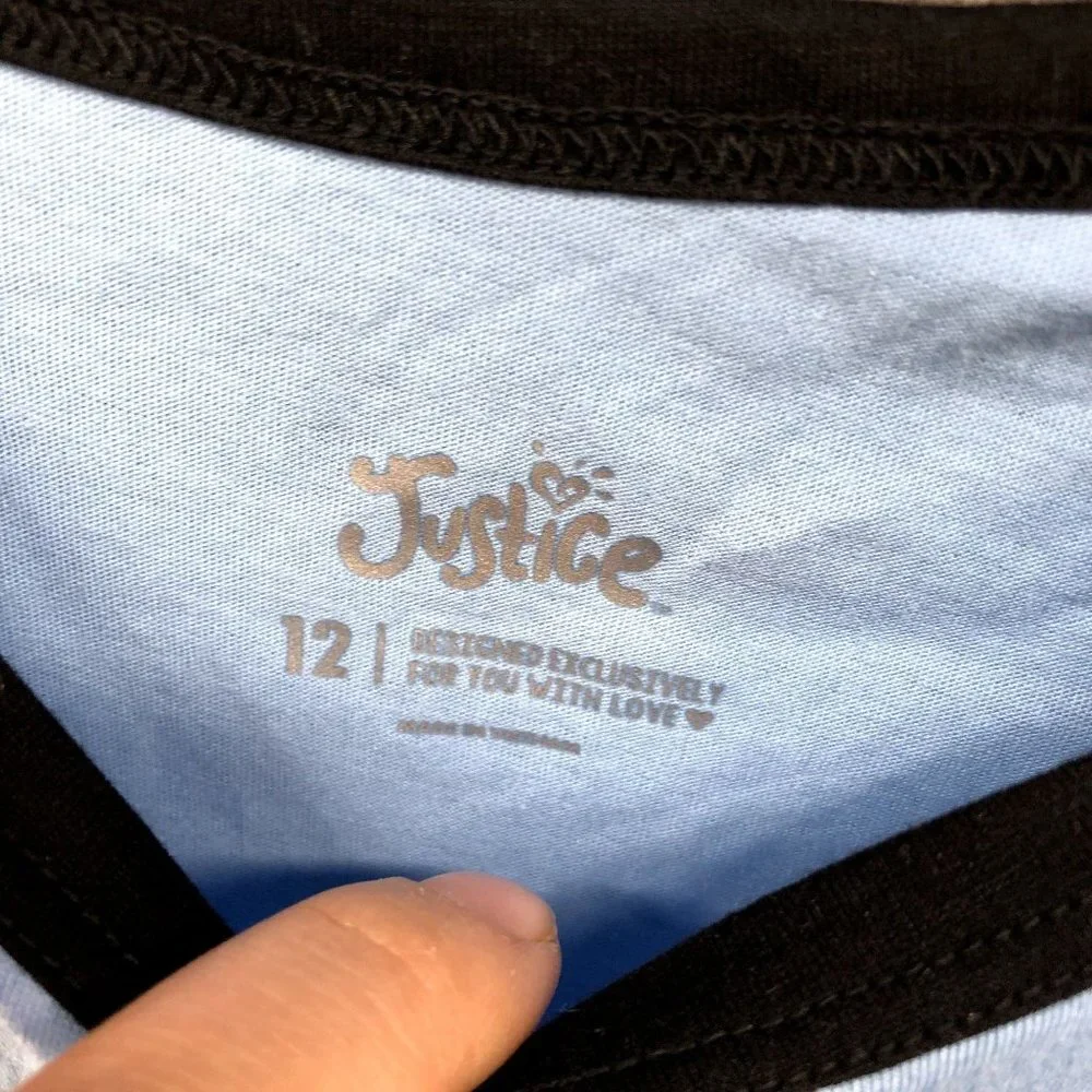 NWT Justice Girls‎ Size 12 Long Sleeve T Shirt Blue Girls Can Change The World
